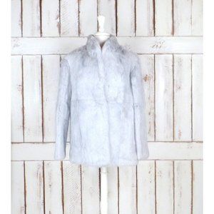 Vintage silver/light grey rabbit fur coat/silver grey fur jacket/bridal/wedding